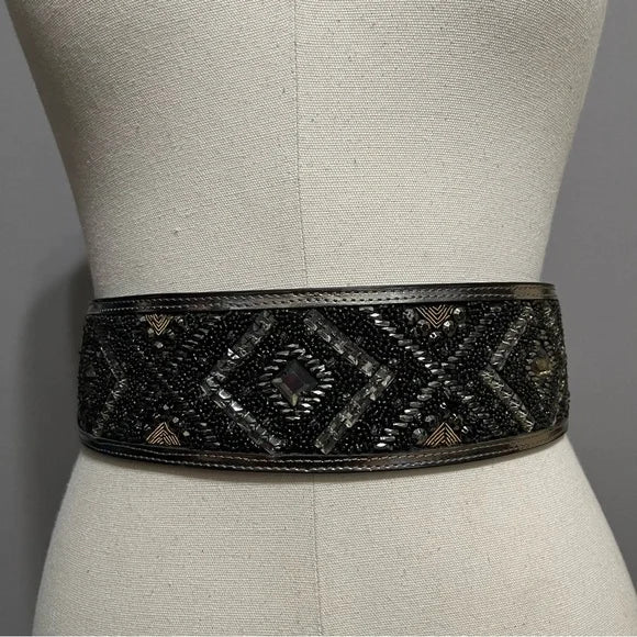 WHBM Partial Leather With Beaded Detail Sz-Medium