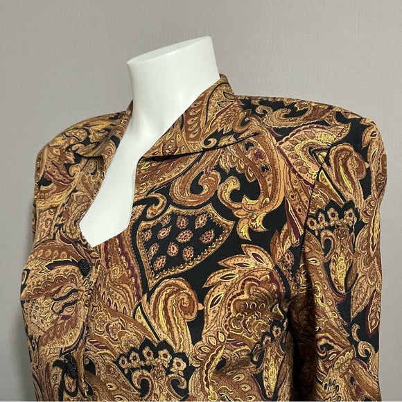 Dana Buchman Brown Paisley Silk Blazer Top