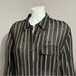 Lauren Ralph Lauren Black/Tan Stripe Silk Linen Shirt Sz-2X