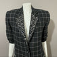 Vintage Criscione Black Windowpane Jeweled Wool Silk Blazer Sz-Large