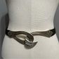Chicos Black Leather With Oval Hook Adjustable Textured Buckle Sz-One Size