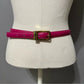 Pink Leather Skinny Belt With Gold Buckle Sz-Large