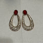 Red | Gold Artsy Hoop Statement Earrings