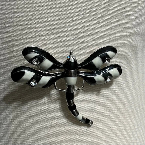 Black | White Dragonfly Brooch