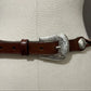 Tony Lama Brown Leather Silver Hardware/Buckle Skinny Belt Sz-32
