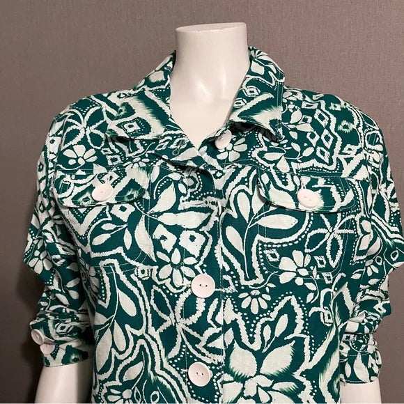 Croft & Barrow Green| White Linen/Cotton Jacket Sz-XL