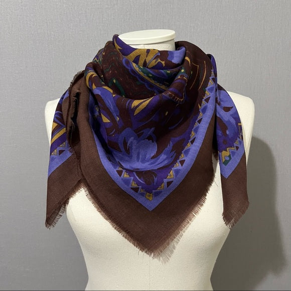 Christian Dior Paisley Floral Pure Wool Scarf OS