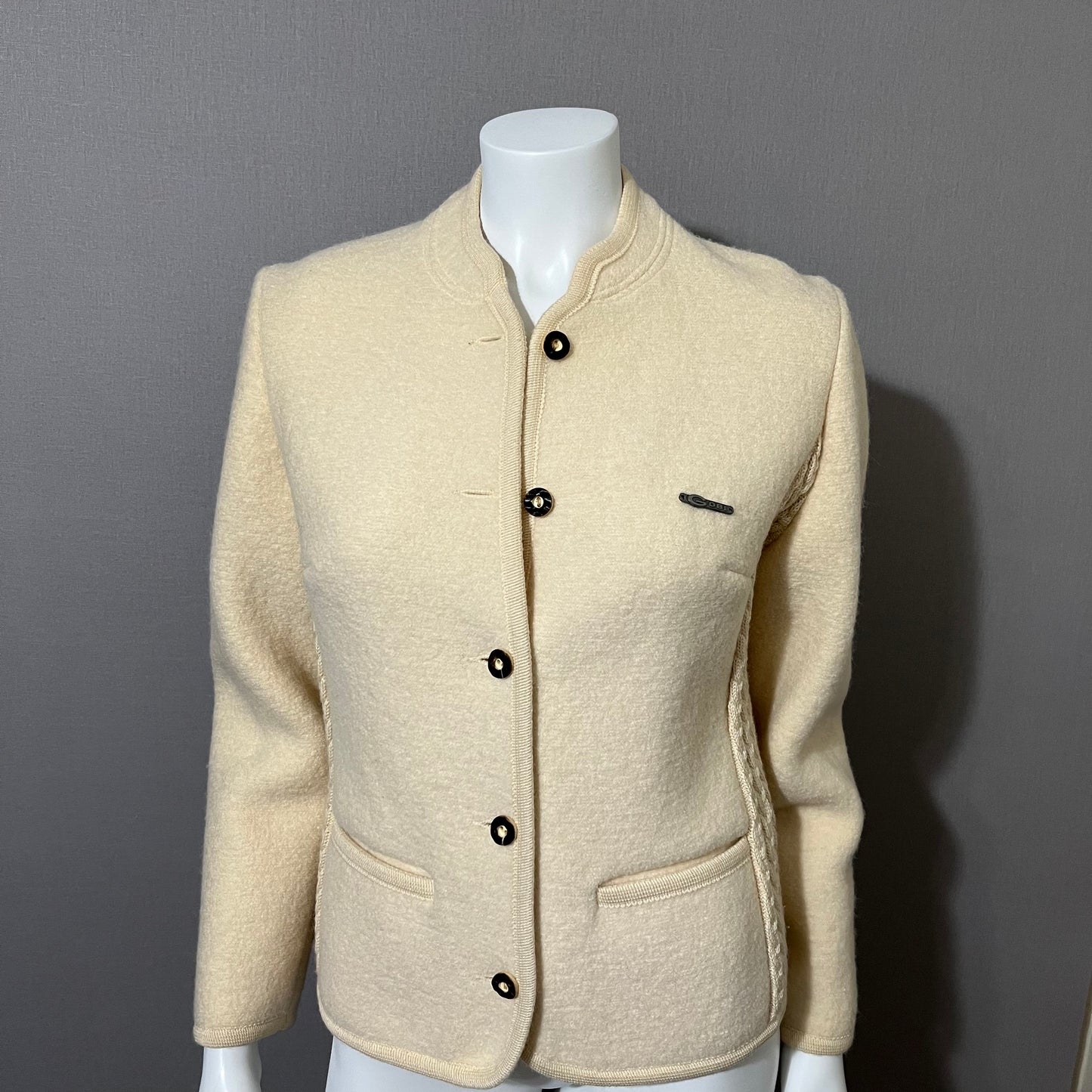 Cream Pure New Wool Blazer/Jacket Sz-Medium