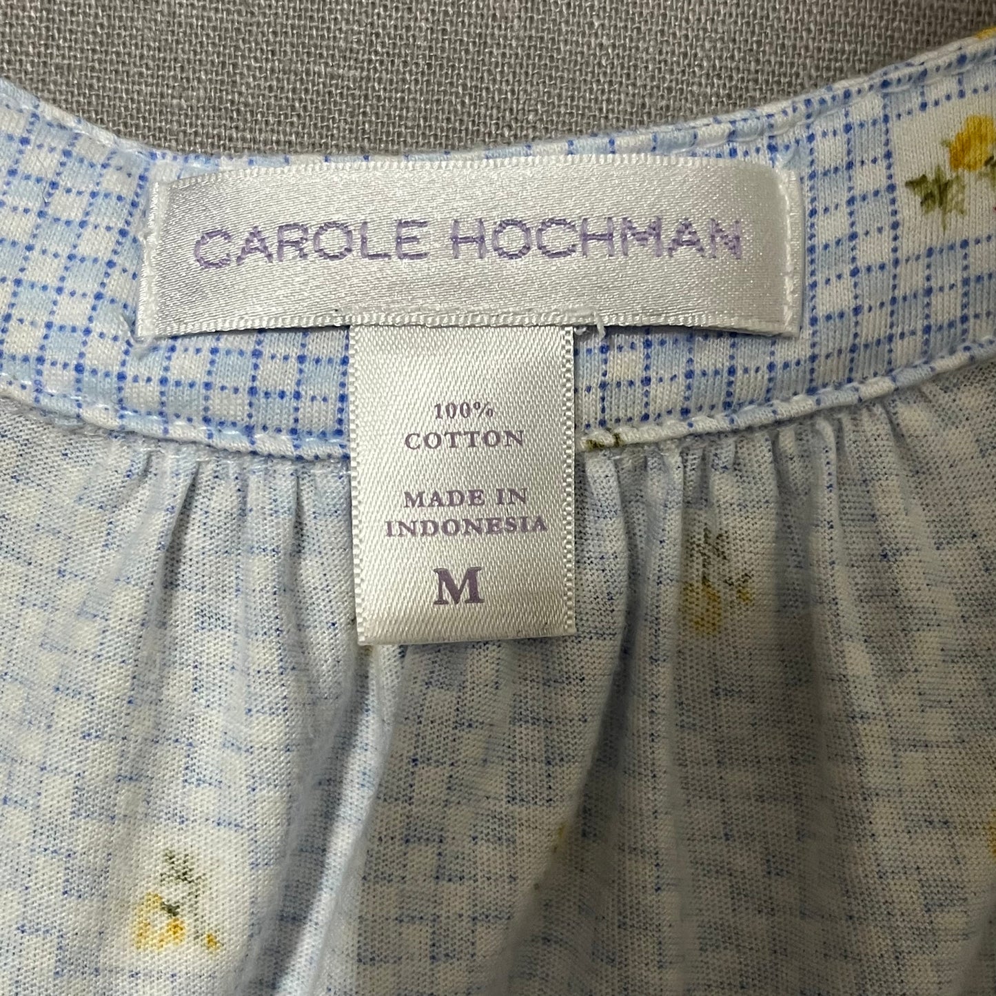 Carole Hochman Blue | Yellow Floral Cotton Nightgown Sz-Medium