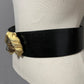 Vintage Judith Lieber Black Wide Width Snakeskin Lion Head Adjustable Belt Sz-OS