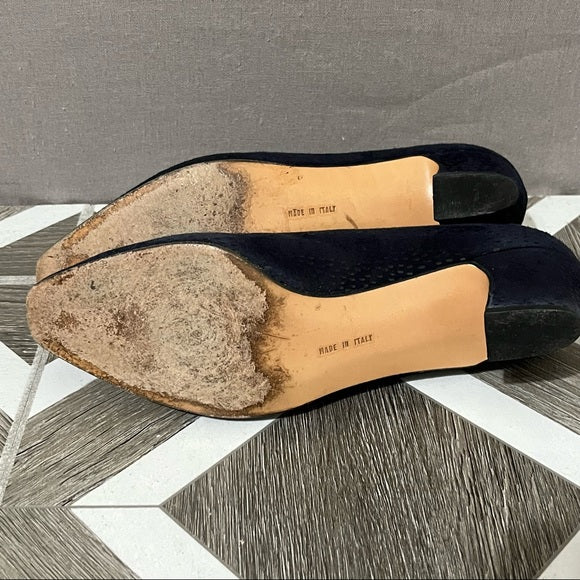 Vintage Salvatore Ferragamo Navy Low Heel Shoe Sz-6 1/2 B