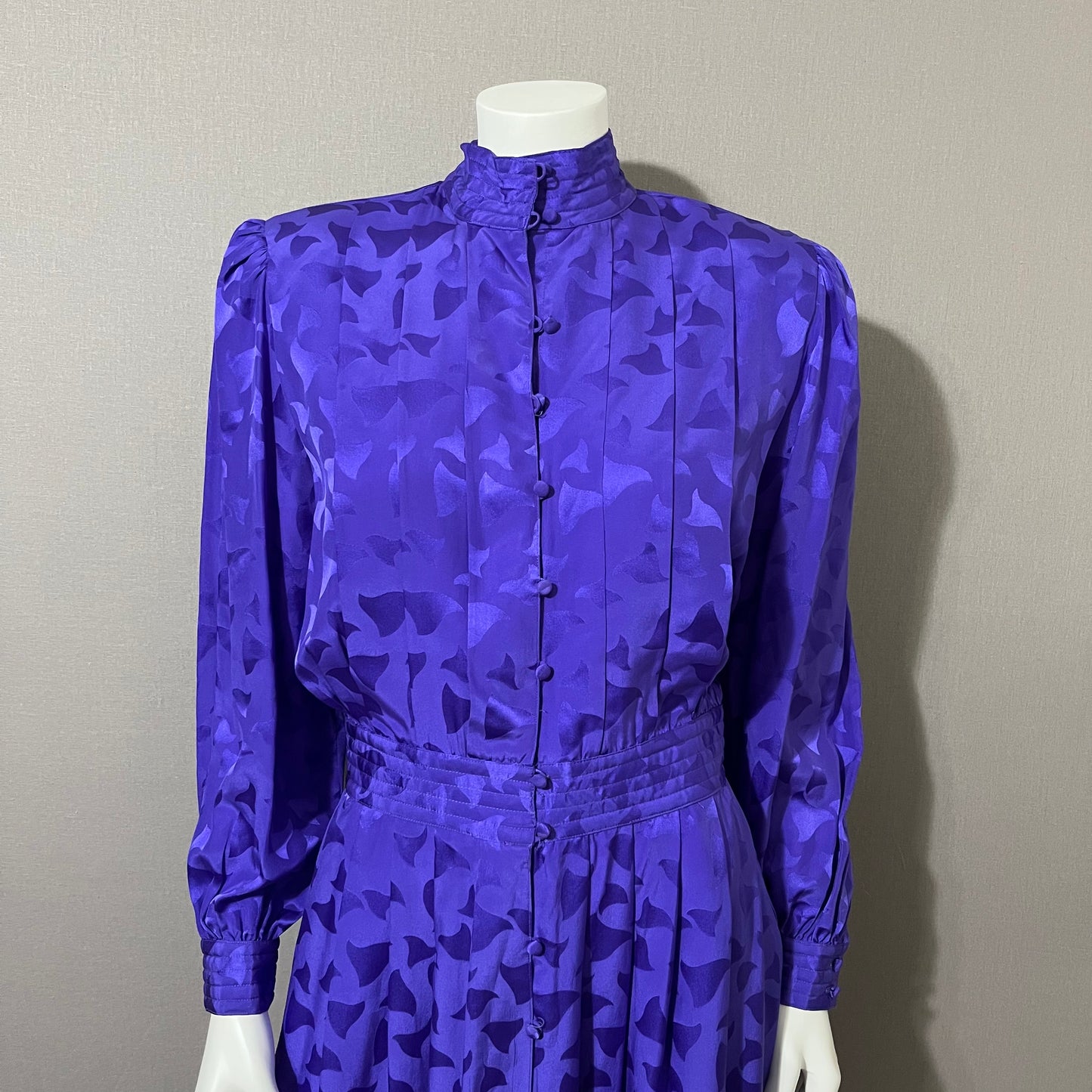 Vintage HR Milan Purple Long Sleeve Silk Dress Sz-Medium/Large