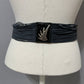 Vintage Escada Black Patent Leather With Strings Silver Hardware Belt Sz-40