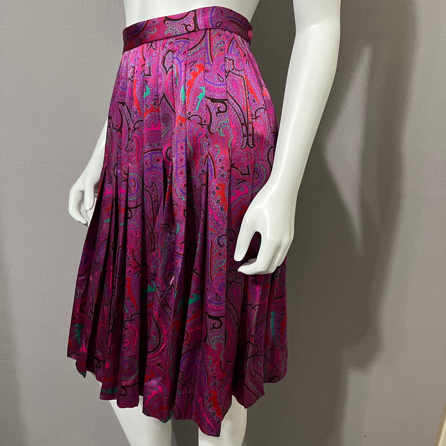 Vintage Carlisle 100% Silk Paisley Print Skirt Sz-8