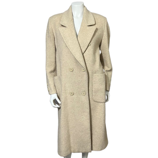 Vintage Anne Klein Wool/Mohair Blend Cream Longline Coat Sz-8