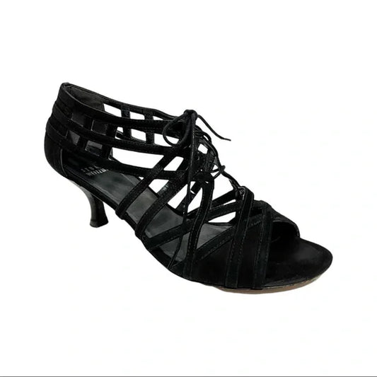Stuart Weitzman Black Strappy Sandal Sz-6 1/2