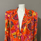 Vintage Carol Horn Orange Silk Sea Shell Blazer Sz-Medium