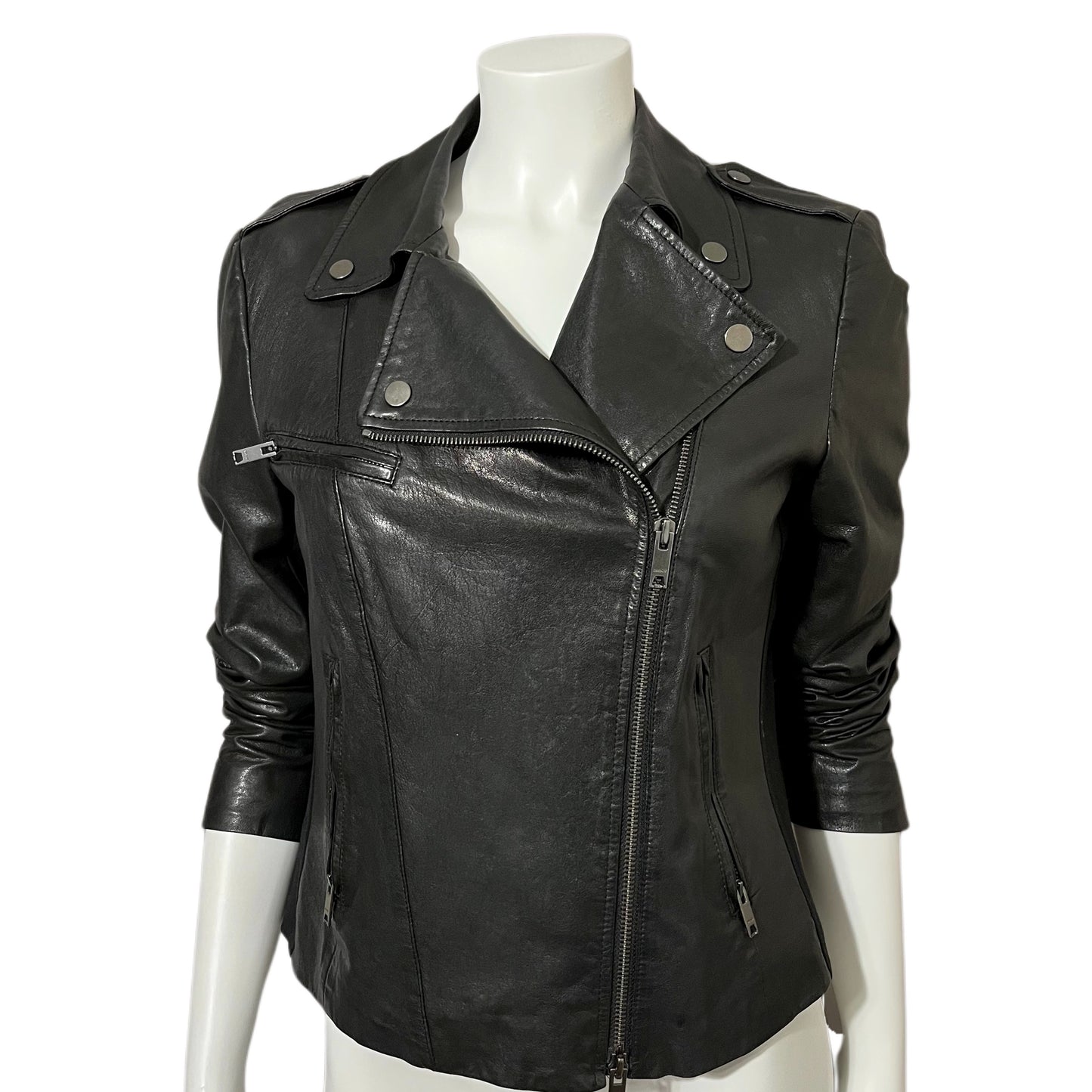 DKNY Lamb Skin Leather Moto Jacket Sz-Medium