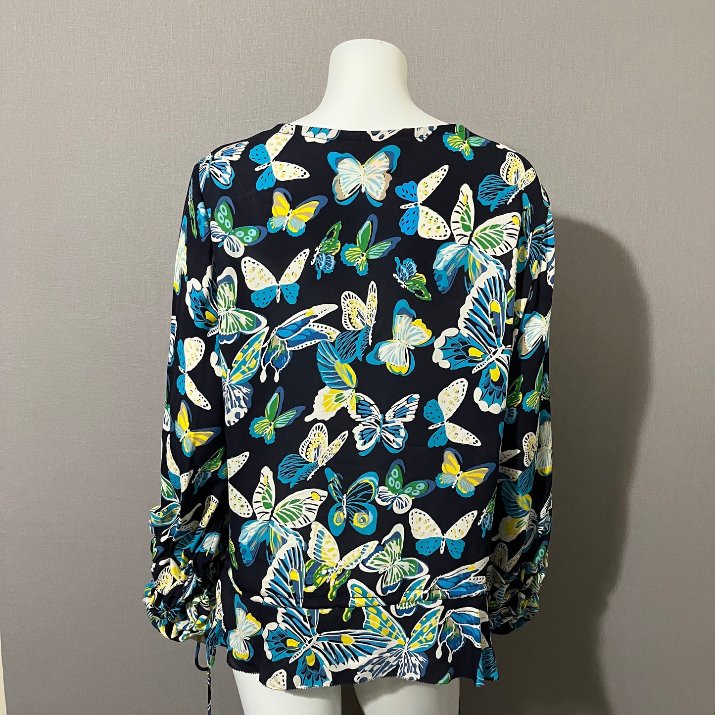 Tory Burch Blue Butterfly Silk Blouse Sz-Medium