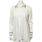 Chico’s White With Black Trim Button Down Shirt Sz-1 Medium-Large