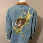 Cotton Denim Sunbelt Tiger Graphic Print Oversized Jacket Sz-Med-Large