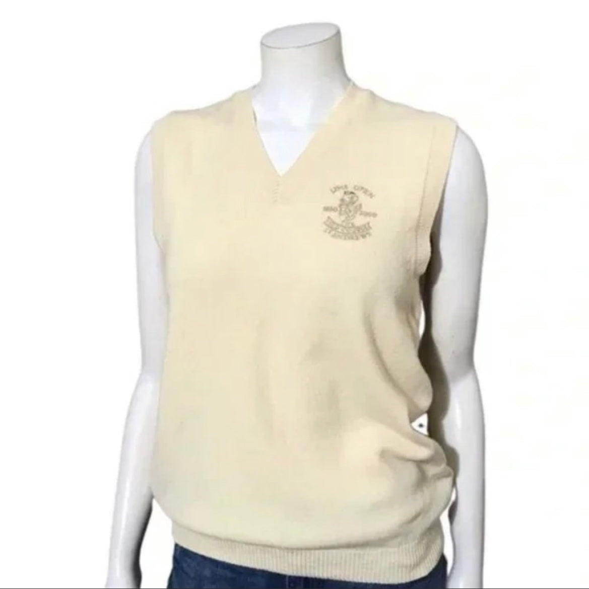 Cream V Neck Preppy Wool Sweater Vest