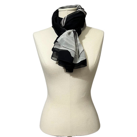 Gottex Black/ White Floral Sheer Silk Scarf