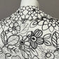 Cotton Black Embroidered Floral Print Open Front Jacket Sz-Petite Small