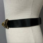 Vintage Black Leather Gold Floral Buckle Adjustable Belt Sz-Small/Large