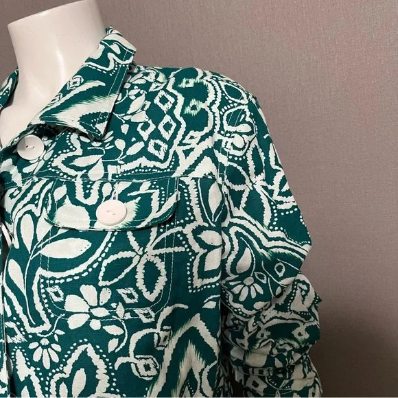 Croft & Barrow Green| White Linen/Cotton Jacket Sz-XL