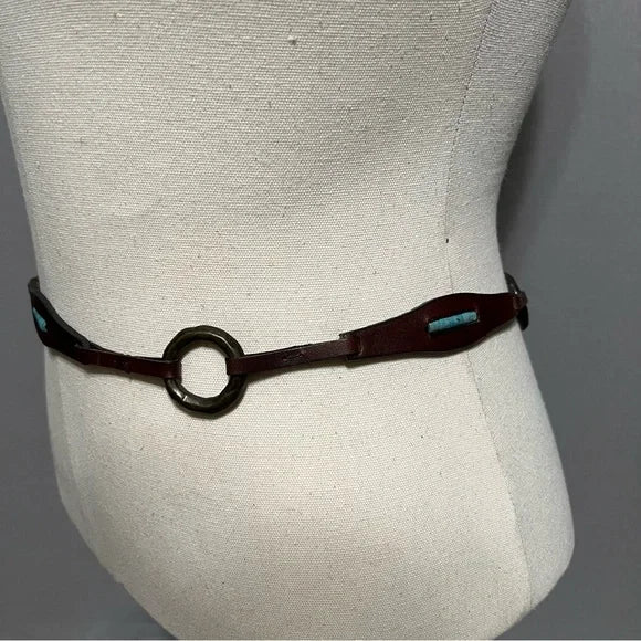 Vintage Brown Leather Chain Belt Med/Lg