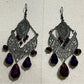 Silver Purple Dangle Earrings