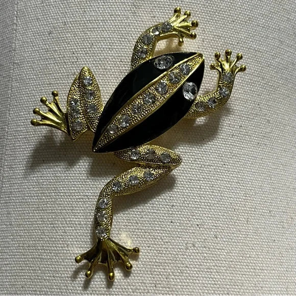 Black | Gold Frog Brooch