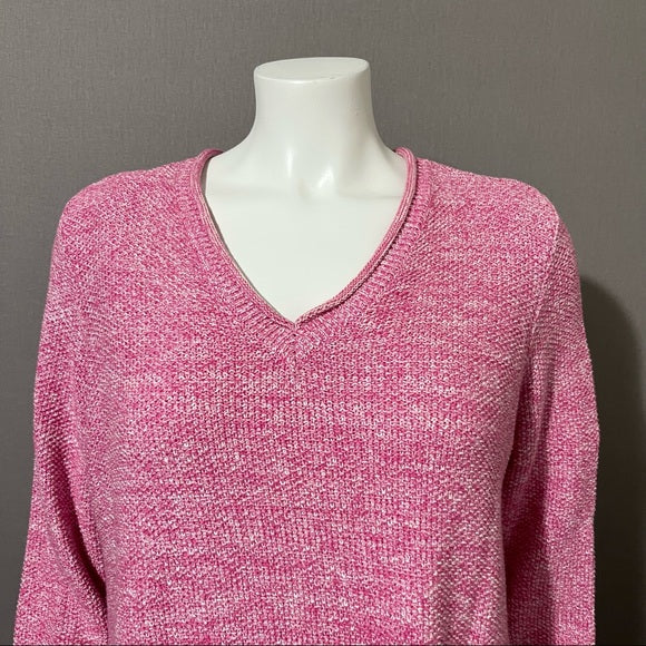 Croft & Barrow Pink V-Neck Marled Sweater Sz-1X