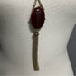 Maroon Stud Earrings | Stone With Tassel Necklace Set
