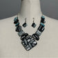 Metallic | Blue | Black Necklace Set