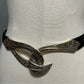 Chicos Black Leather With Oval Hook Adjustable Textured Buckle Sz-One Size