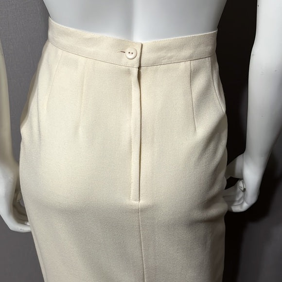 Vintage Chanavee Cream Wool Pencil Skirt Sz-4