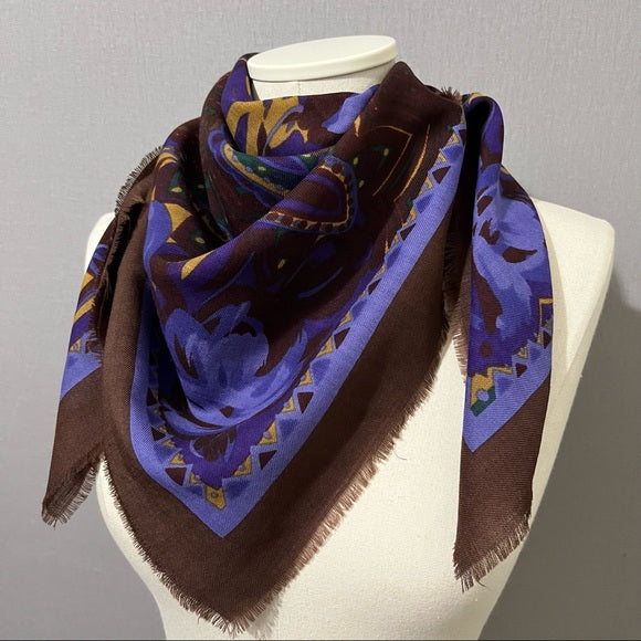 Christian Dior Paisley Floral Pure Wool Scarf OS
