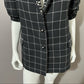 Vintage Criscione Black Windowpane Jeweled Wool Silk Blazer Sz-Large