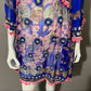 Jode Royal Blue | Pink Silk Pom Pom Tunic Top 3/4 Sleeve Sz Extra Large