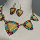 Triangle Beaded Multicolored Necklace & Earring Set