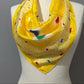 Yellow Rainbow Floral Print Silk Scarf