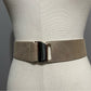 White House Black Market Leather Shimmer Gold Buckle Stretch Belt Sz-Medium