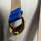 Vintage The Ritz Blue With Gold Buckle Leather Belt Sz-Medium/Large