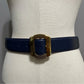 Liz Claiborne Vintage Navy With Gold Buckle Leather Belt Sz-Large