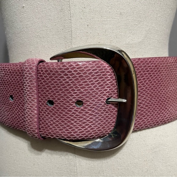 WHBM Pink Textured Extra Wide Silver Buckle Belt Sz-Medium/Large
