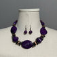 Purple Stone Necklace & Earring Set