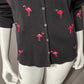 Mercer & Madison Black V-neck Cardigan Flamingo Print Sz- Large
