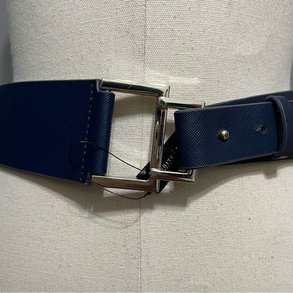White House Black Market Navy Wide With Square Silver Buckle Sz-Medium